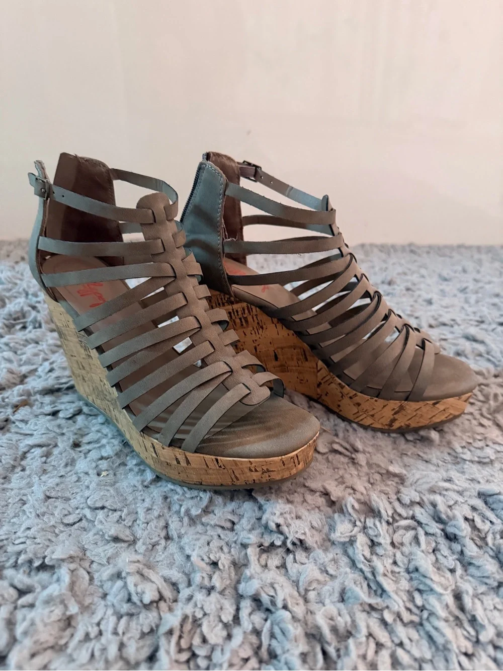 Jellypop Taupe Multi-Strap Cork Wedge Sandal